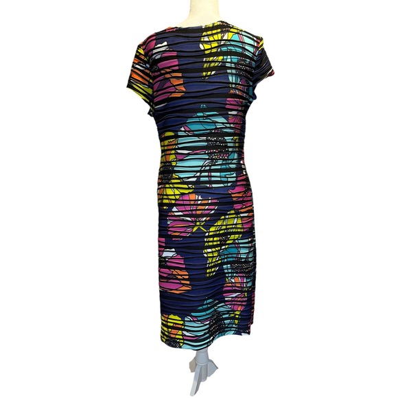 Joseph Ribkoff Ruched Multicolor Dress Size 12 - Picture 2 of 5